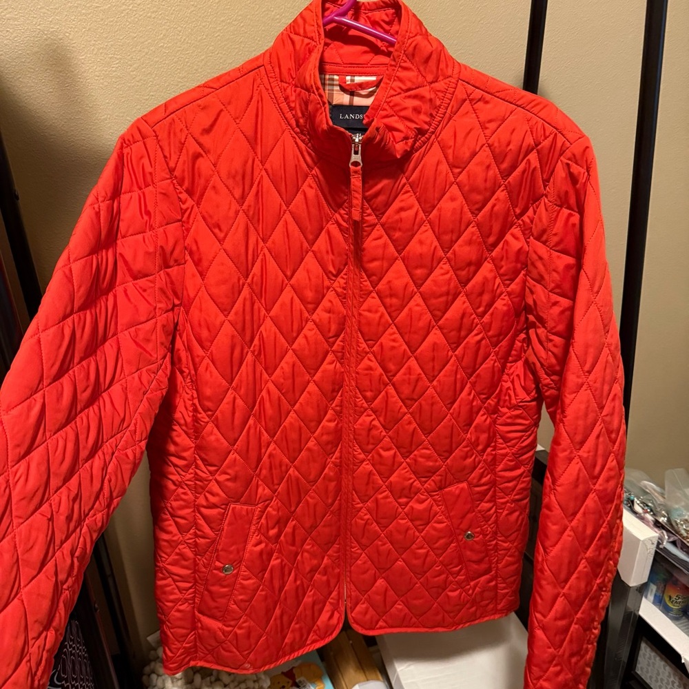 Lands' End Vibrant Orange Quilted Jacket